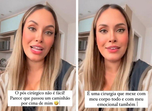 Ex-BBB Sarah sobre pós-operatório de plásticas: "Dores em todo o corpo"