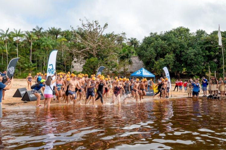 Maratona aquática reúne mais de 80 atletas em aldeia indígena sustentável