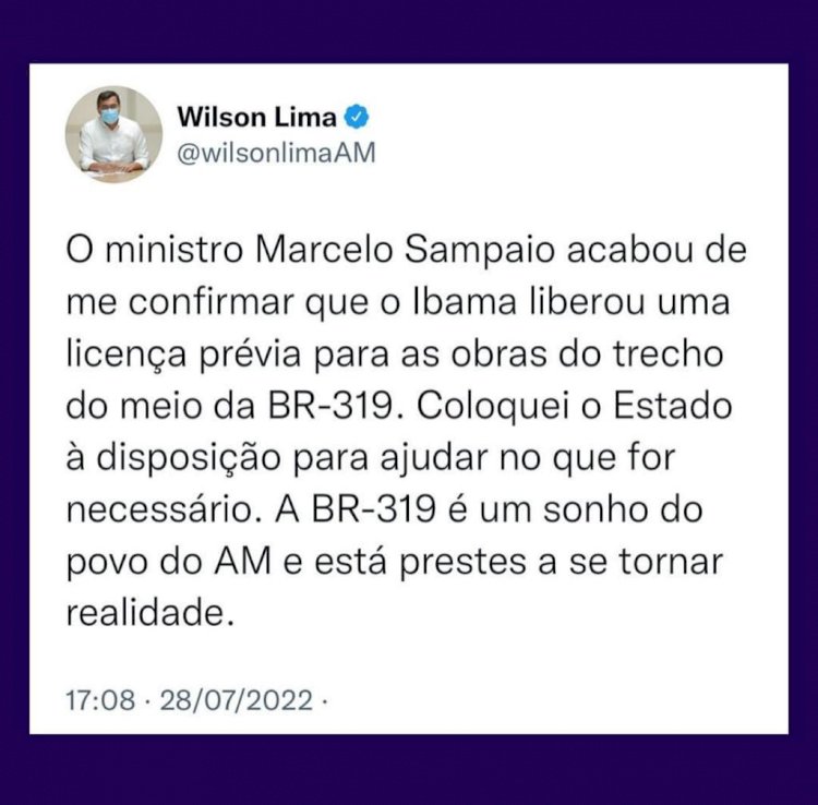 Ibama emite licença prévia para reconstrução de trecho do meio da BR-319, no Amazonas