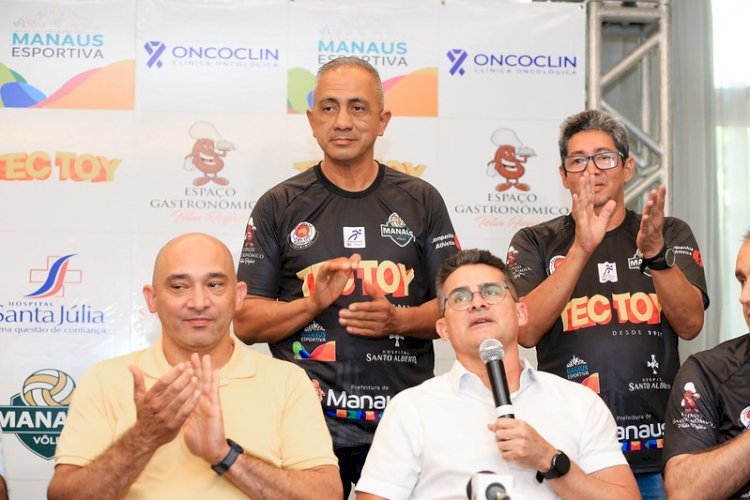 Entramos na Superliga B para sermos campeões’, destaca prefeito David Almeida durante apresentação do novo elenco do Manaus Vôlei/TecToy 