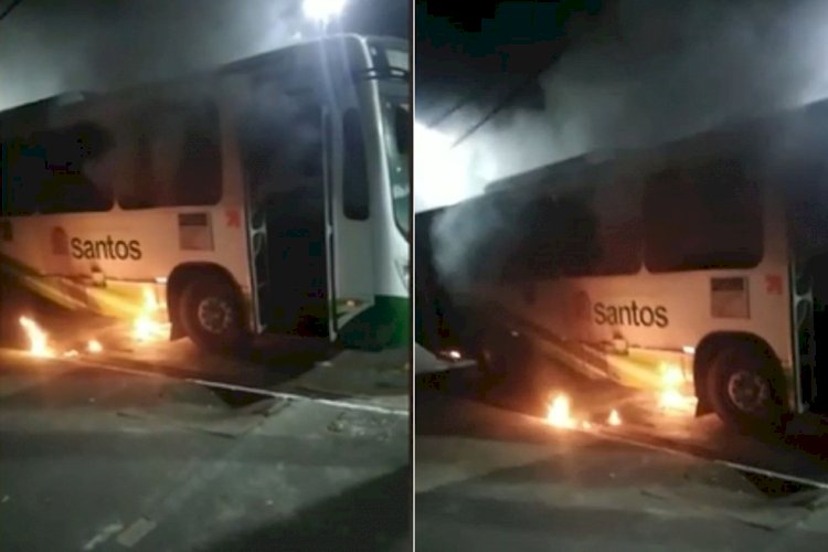 Ônibus são incendiados em Santos, SP, motorista fica ferido e parte do transporte público é suspenso