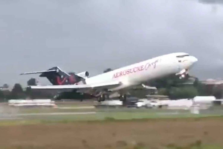 Avião decola 'baixo demais' e 'carrega' antena de pista de terminal mais importante da Colômbia; vídeo