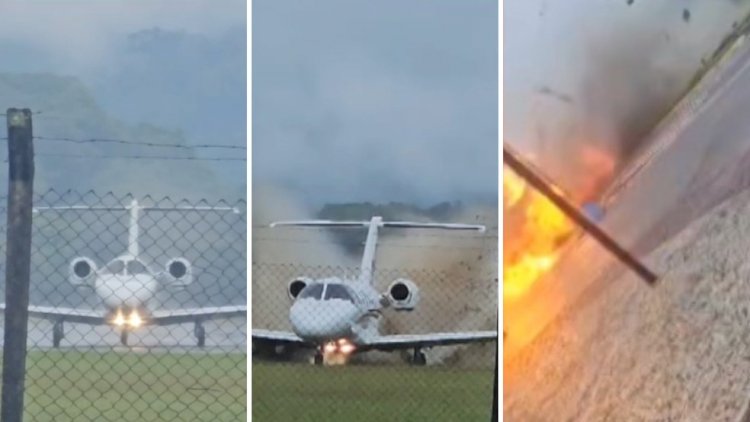 Novo vídeo mostra momento em que avião tenta pousar, sai da pista do aeroporto e explode em Ubatuba, SP